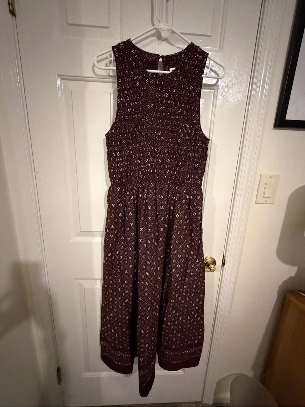 NWT Madewell Sleeveless Smocked Maxi Dress in Burgundy Print